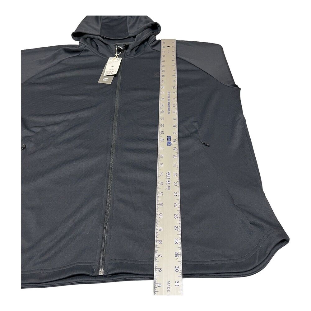 Adidas Hoodie Men 2XL Orange Full-Zip DH9071 Grey Activewear Running Outdoors - Picture 3 of 14